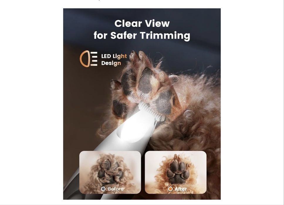 Trimmer de tuns pentru labe Oneisall pentru câini cu lumină