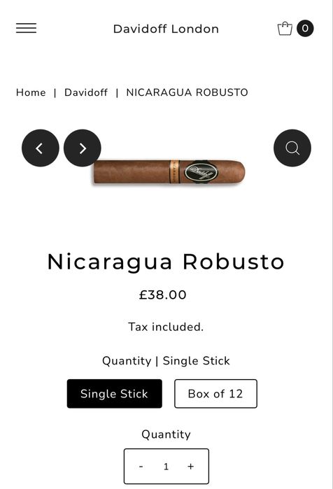 Trabuc Davidoff Primeros/ Nicaragua Robusto / Aniversario Special R