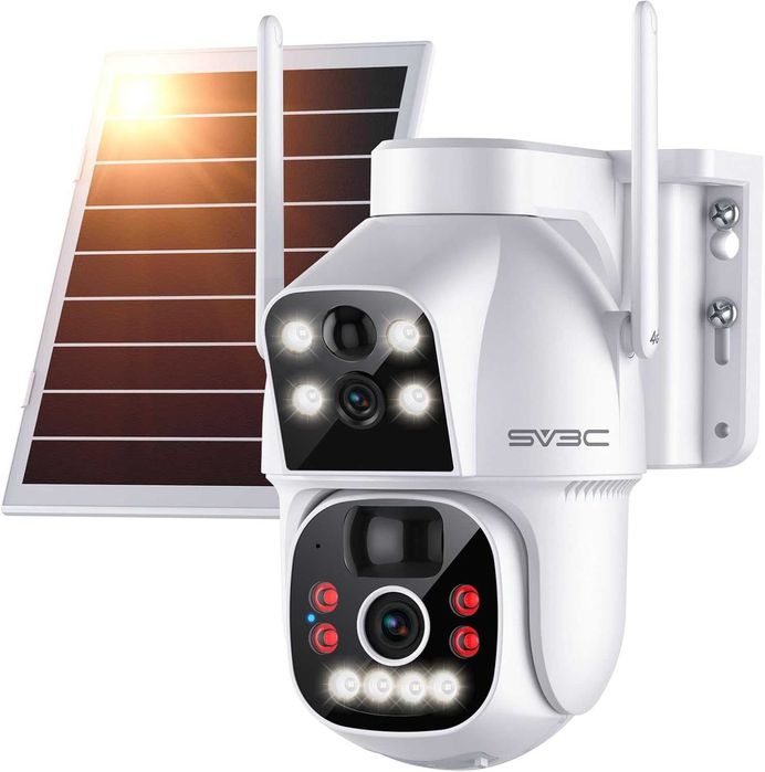Camera de supraveghere solare HX 11 4G si wireless cu baterie incarcare la panou solar cu lentilă dublă, tip bullet și dome, pentru exterior.