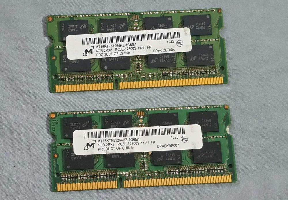 Kit memorie RAM Laptop Micron 8GB (2 x 4 GB) DDR3L 1600MHz PC3L-12800S, 1.35V (low voltage)