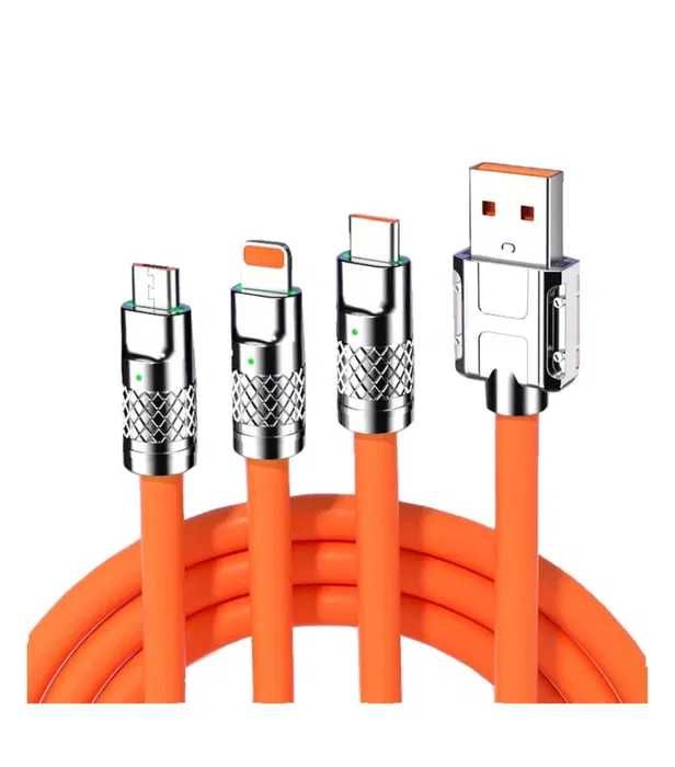 Светящийся кабеля 3в1 - силиконовые - microUSB, Type-C, iPhone