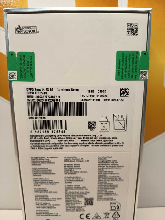 Oppo Reno 14 FS 5G Luminous Green/12GB RAM/512GB/Produs Sigilat ID9589