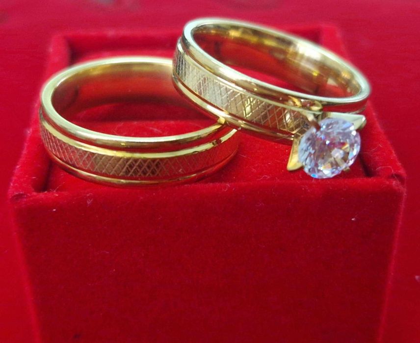 GR85, inel cuplu placat aur 14k, ideal logodna, zirconiu alb, inedit