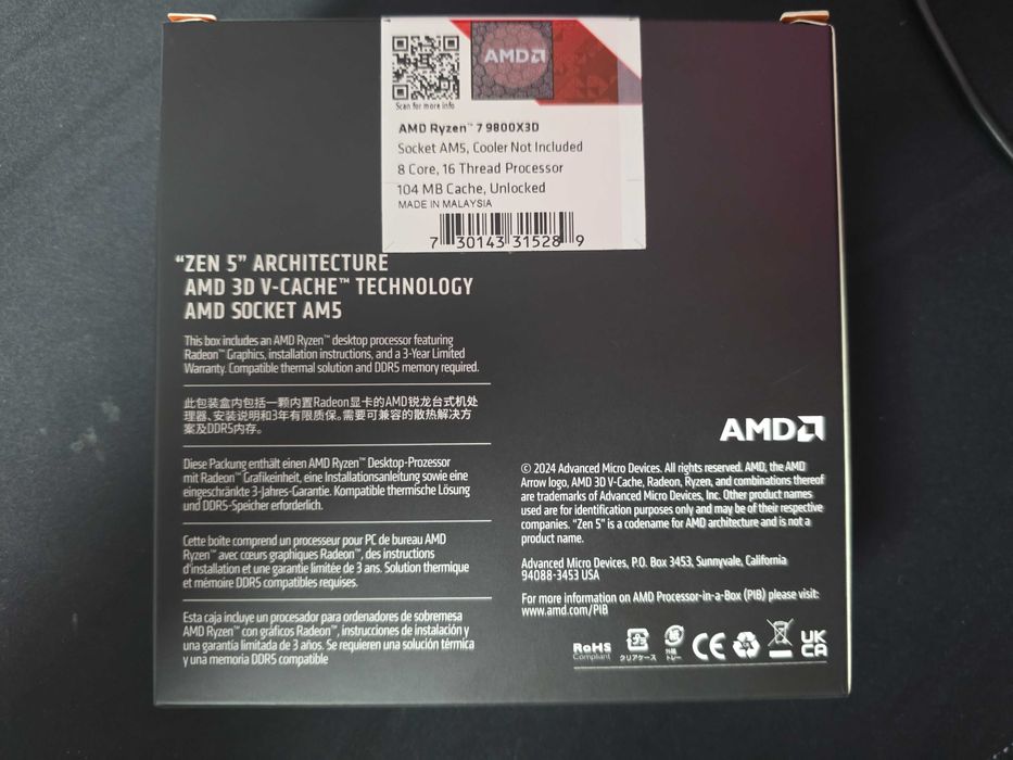 Procesor AMD Ryzen 7 9800X3D BOX Sigilat Garantie Vexio
