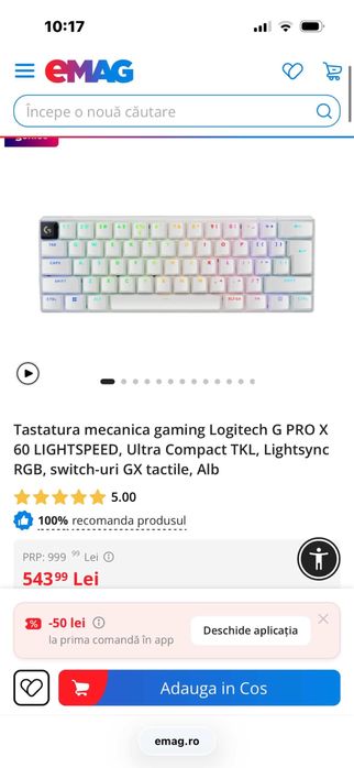 Vand tastatura + mouse logitech noi 500 lei pachet