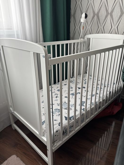Patut din lemn bebe 120x60 plus saltea din cocos ca noi