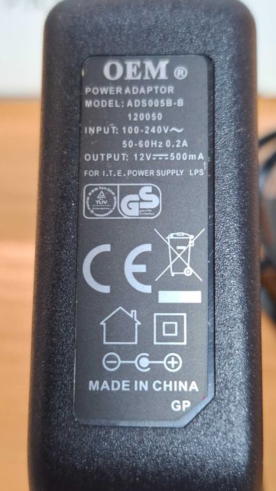 Адаптер питания DC12V 500mA