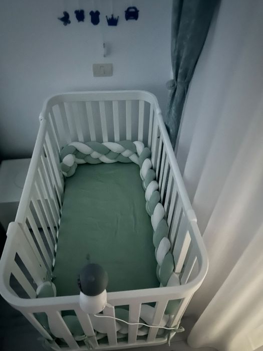 Vând pătuț copii 120X60 + saltea+ sistem leagăn