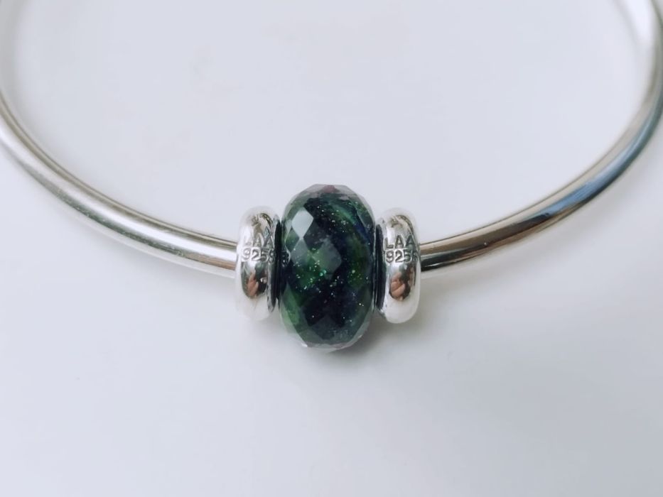 Bratara Trollbeads din argint de 925 cu ametist fatetat si charm