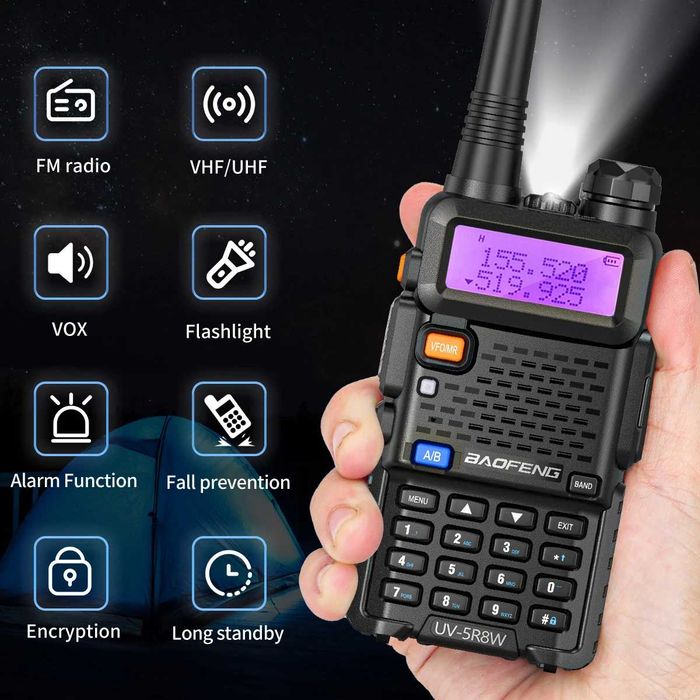 Двубандова,професионална радиостанция Baofeng UV-5R 8W Пълен комплект