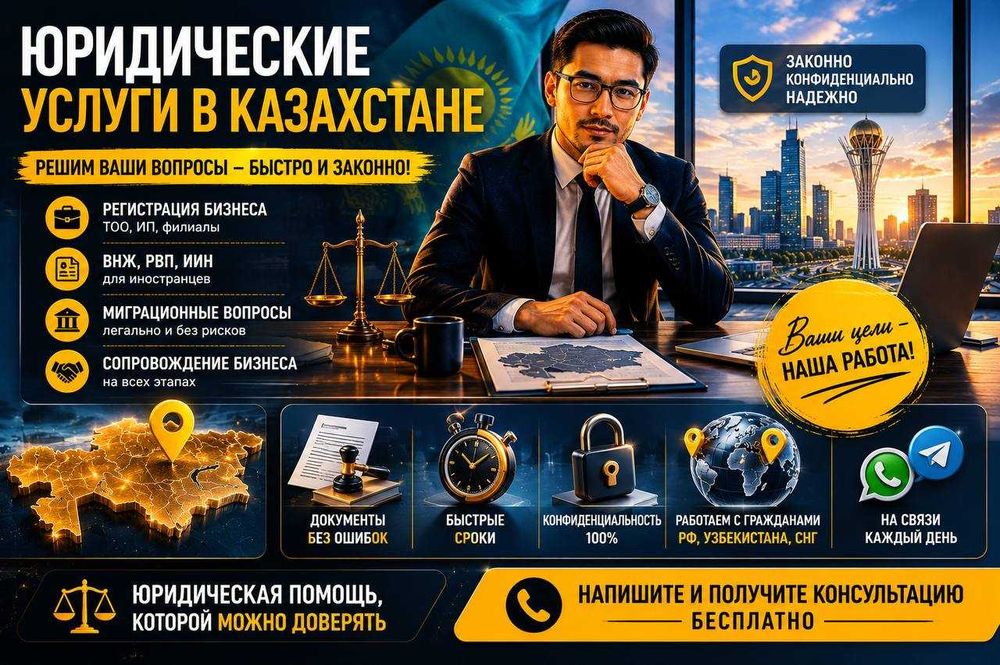 ВНЖ Казахстан | ИИН | Регистрация бизнеса | Астана