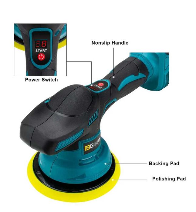 Безчеткова Акумулаторна Полирмашина GISAM   Ексцентрик с 2 Батерии