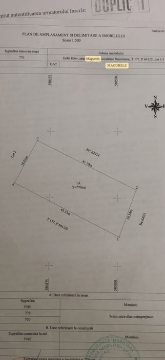 Teren de vanzare in Magurele Ilfov , in apropriere de A0!