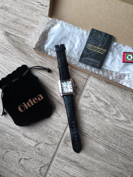 Ceas unisex bărbătesc OIDEA – pătrat – curea din piele naturală – nou