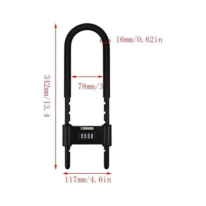 Заключващо устройство за велосипед с код, U-образна скоба, 34 x 12 см.
