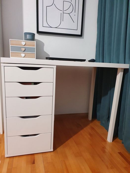 Birou Alex, alb, 100x60x74 cm