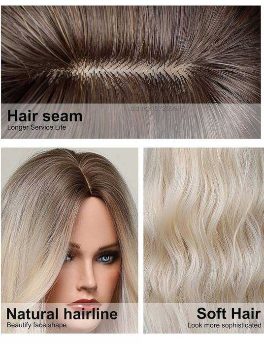 Светло руса омбре перука с тъмни корени на път