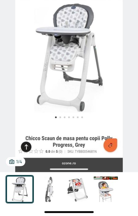 Scaun masa copil 5 in  1 chicco polly progres 0 luni. Plus