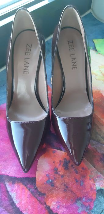 Pantofi stiletto Zee Lane, piele naturala lacuita,visiniu inchis,nr.35