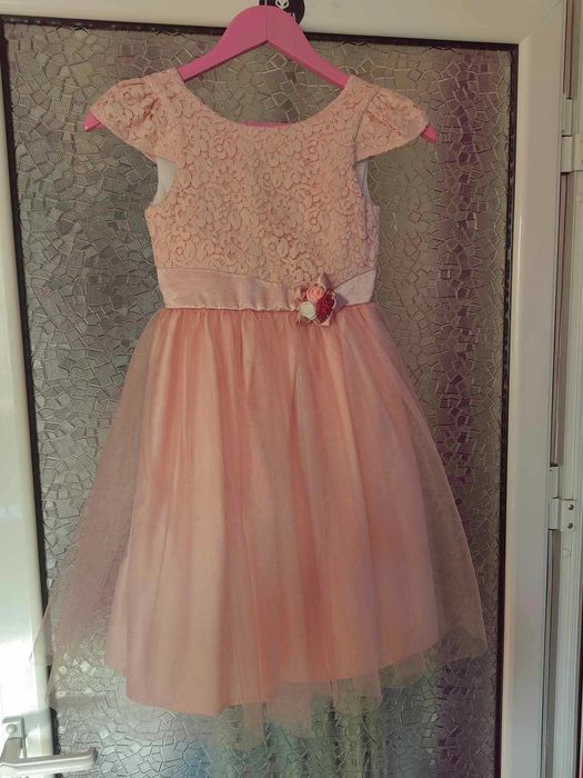 Детска шаферска рокля, цвят - пепел от рози