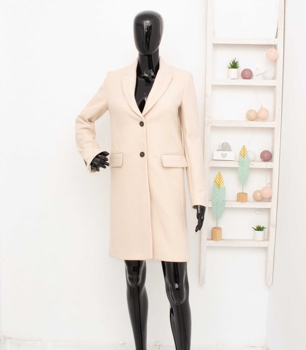 ZARA Manteco оригинално дамско преходно палто от вълна бежово XS