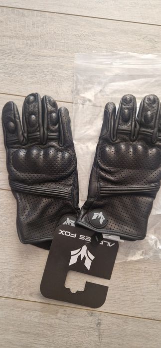 Manusi moto L, piele naturala perforata, touch screen NOI
