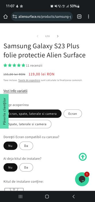 Samsung Galaxy S23 Plus folie protectie Alien Surface