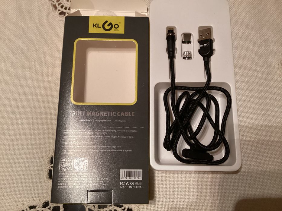 Зарядно USB за тел, с 3 вида накрайници и Бърз кабел IPhone  13,14,15