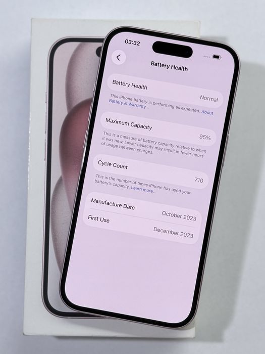 iPhone 15 Pink 95% battery