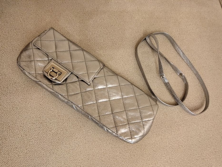 Plic argintiu din piele naturala