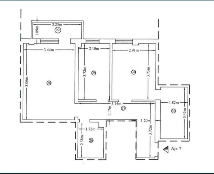 Apartament cu  2 camere  , dressing si boxa