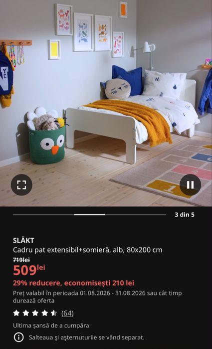 Vand pat copii IKEA SLAKT | extensibil + altele