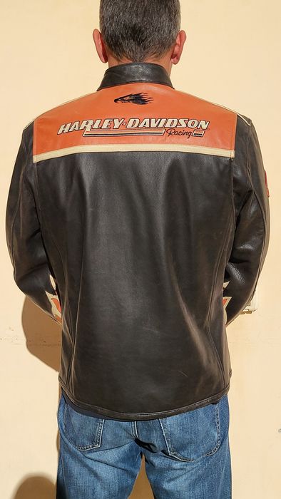 Geaca Piele Harley Screaming Eagle, Flames sleeves.
