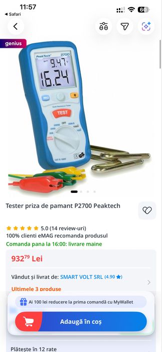 Tester impedanta bucla defect peaktech