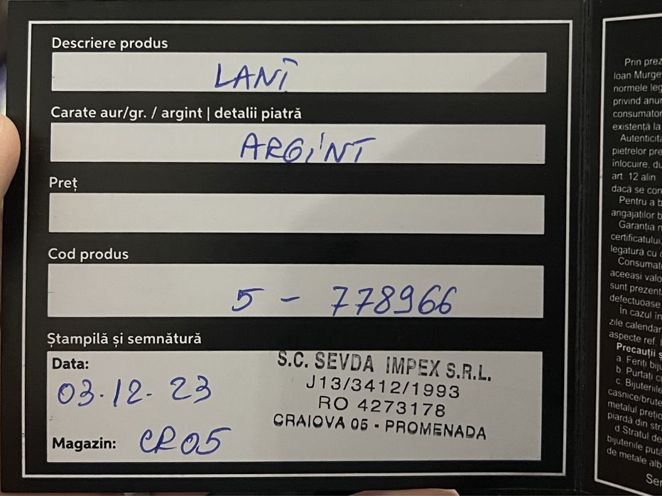 Lant argint dama