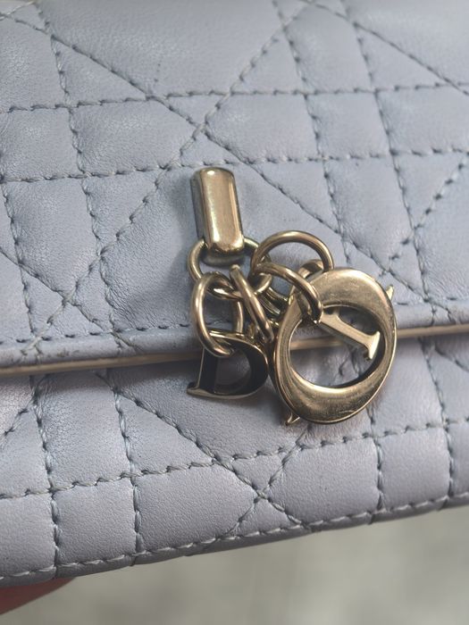 Дамско портмоне Dior Glycine Compact Wallet Blue Cannage Lambskin