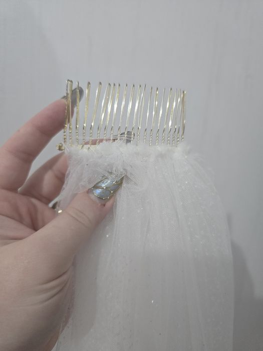 Voal mireasă lung 3m cu sclipici / glitter – Mireasa Modernă (cu pieptene)