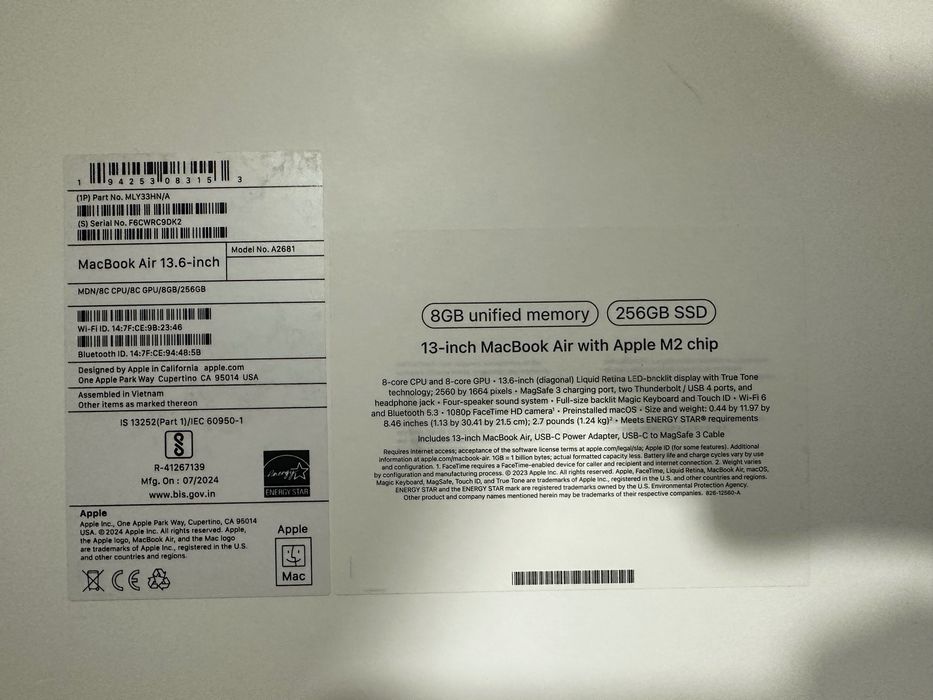 MacBook Air M2 + мышка Apple