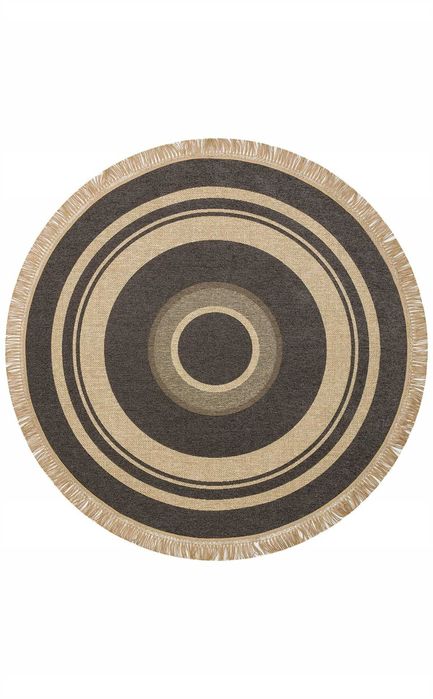 Кръгъл килим, противоплъзгащ, килими от юта и памук, килими с ресни