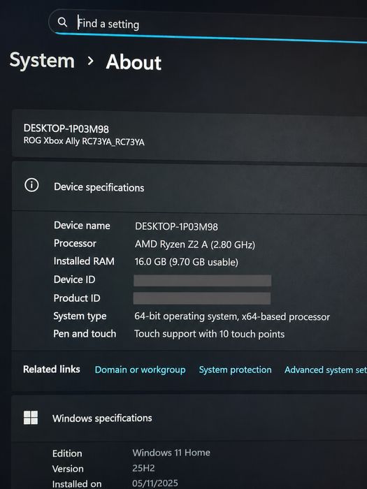 ASUS ROG Ally Z2A 512GB RC73YA – Като нов, пълен комплект