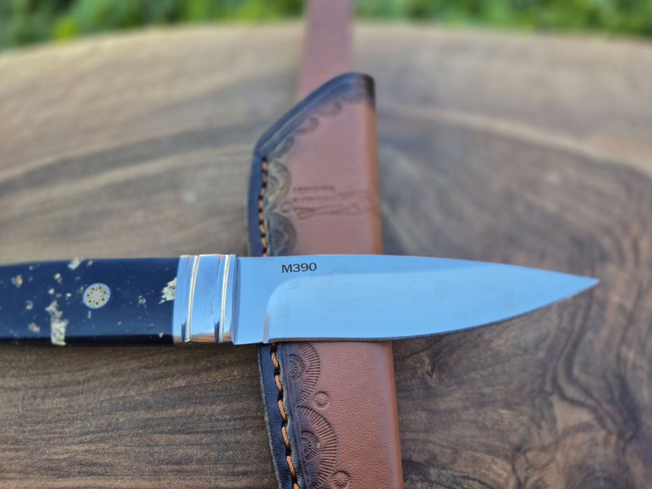 Малък ловен нож R.W.LOVELESS Marble с кожена кания,LN421