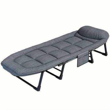 РАЗПРОДАЖБА Луксозен шезлонг походно легло до 200 кг тъмно сив – ПРОМО