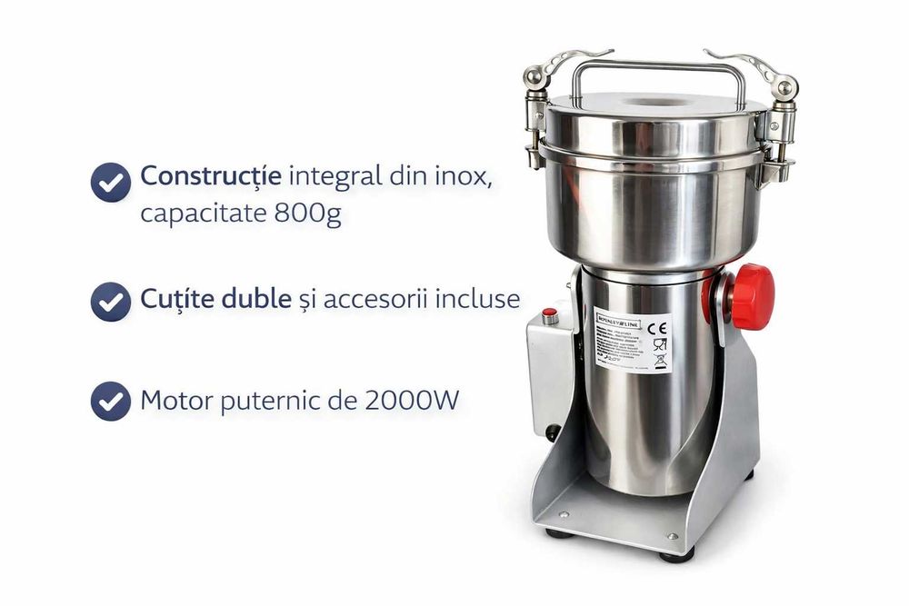 Rasnita electrica profesionala inox 800g 2000W multifunctionala
