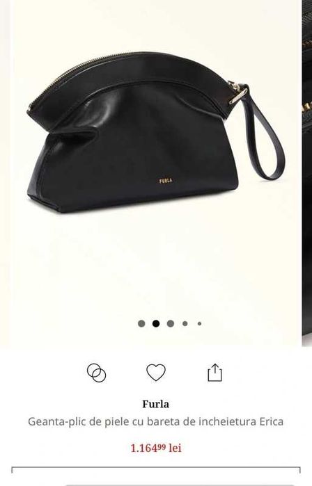 Geantă Furla Erica Pouch – Piele Naturală Neagră, Elegantă (Include Dustbag)