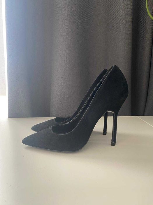 Pantofi eleganți din piele întoarsă negri MANGO - mărimea 36