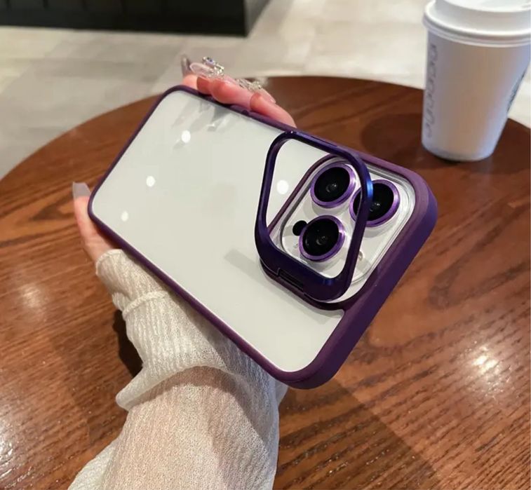 Husa Bracket Clear Case Folie Camera Iphone 14/15 PRO/PRO MAX /PLUS