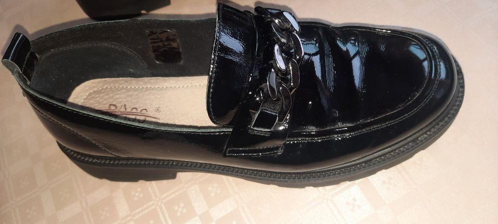 Pantofi Pass, super ușori și flexibili,moderni, 39, negri, piele