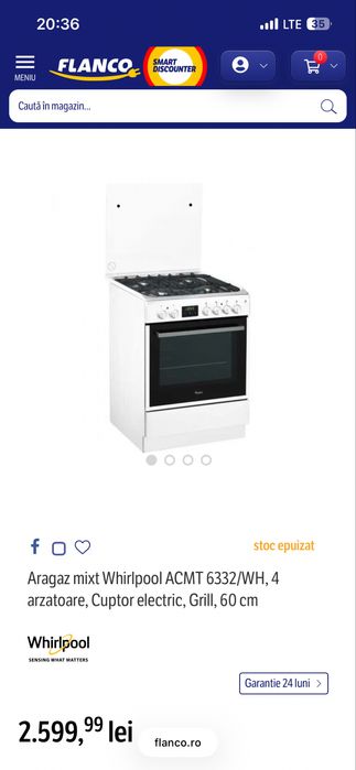 Aragaz Whirlpool transport Gratuit
