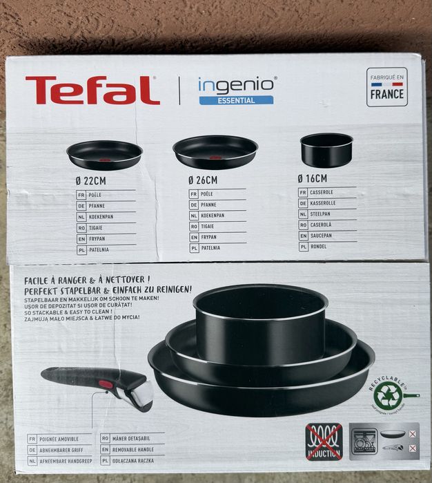 Vând set 3 tigăi Tefal Ingenio Essential Sigilat