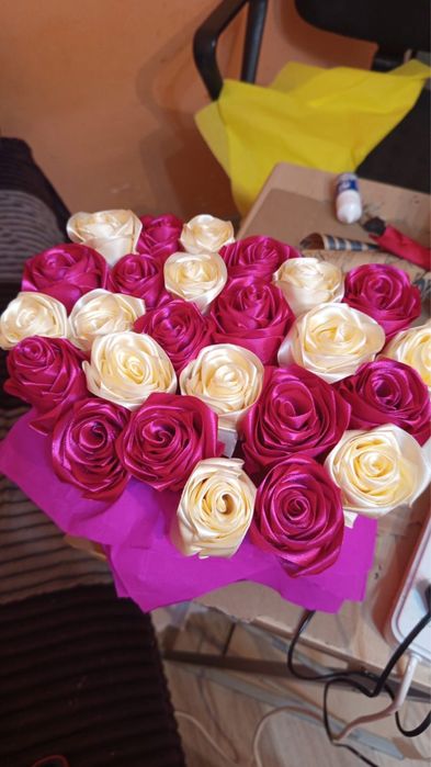 Букеты из атласных лент